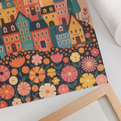 Premium wall art Colorful houses and flowers, idyllic atmosphere