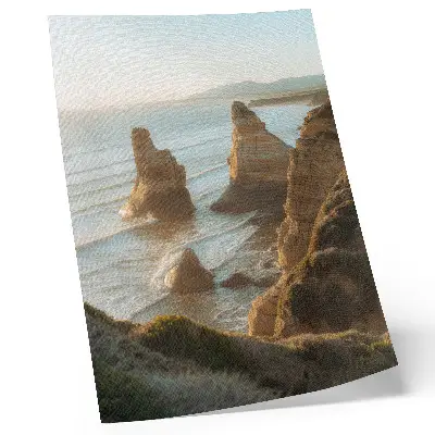 Premium wall art rocky cliffs at sunset by the sea