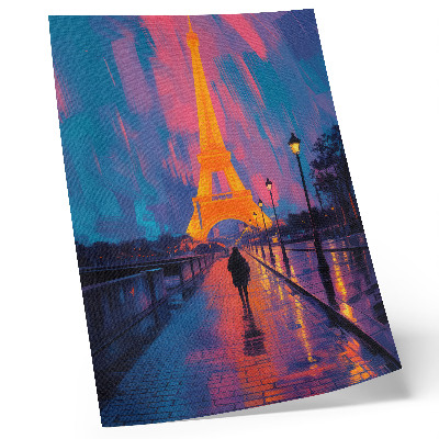 Art print Evening in the city, neon lights, rain, modernity
