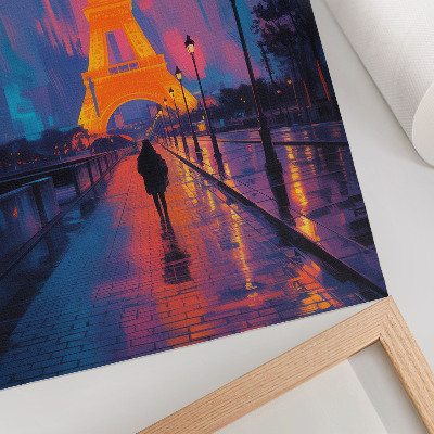 Art print Evening in the city, neon lights, rain, modernity