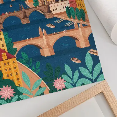 Premium wall art colorful city landscape with bridges and nature