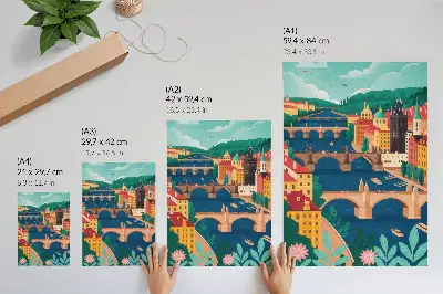 Premium wall art colorful city landscape with bridges and nature