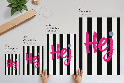 Decorative poster Black and white stripes contrast with the pink lettering