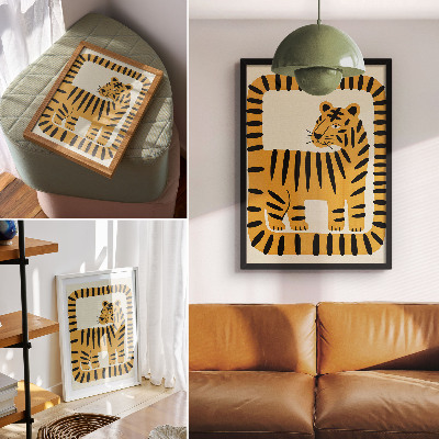 Poster Tiger in a graphic style with intense colors