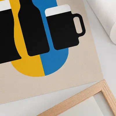 Decorative poster with contrasting colors and geometric forms
