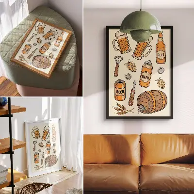 Poster beer elements with a vintage cozy atmosphere