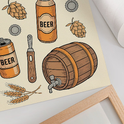 Poster Beer elements retro cozy atmosphere vintage style