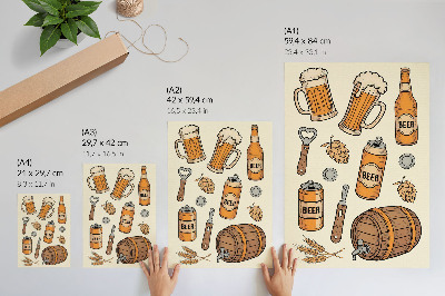 Poster Beer elements retro cozy atmosphere vintage style