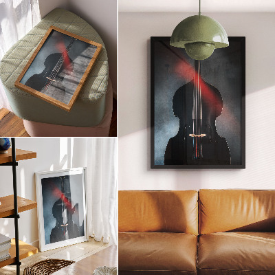 Art print Dark background, red accents, contrast