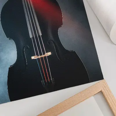 Art print with dark background and red contrasting accents
