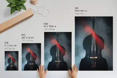 Art print with dark background and red contrasting accents