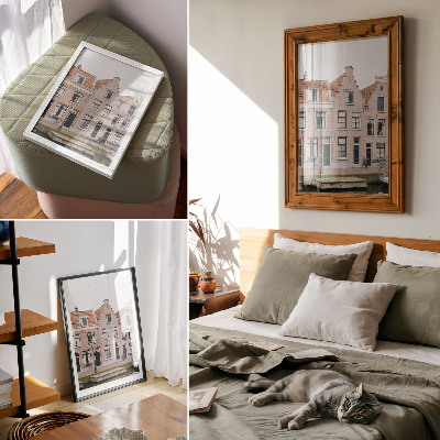 Art print Brick tenement houses with red tiled roofs