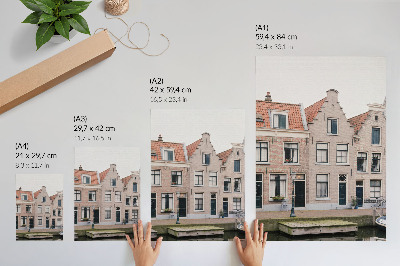 Art print Brick tenement houses with red tiled roofs