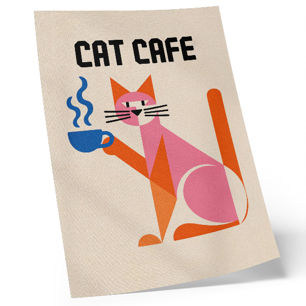 Premium wall art Creative retro coffee cat motif