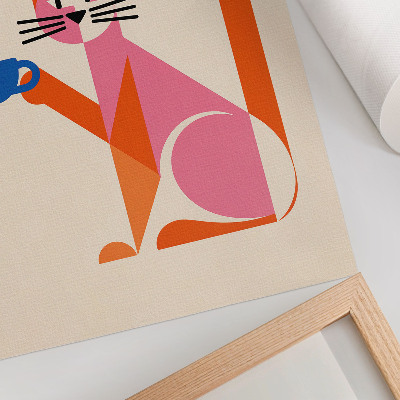 Premium wall art Creative retro coffee cat motif