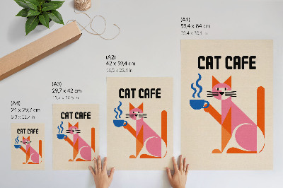 Premium wall art Creative retro coffee cat motif