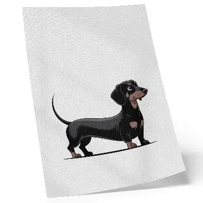 Art print black and white dog drawing