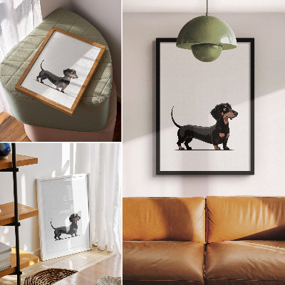 Art print Black and white motif with a drawing of a dog