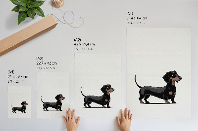 Art print Black and white motif with a drawing of a dog