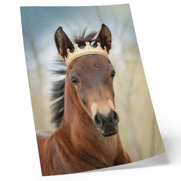 Decorative poster A horse with a crown against a neutral background