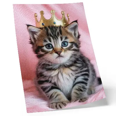 Poster kitten wearing a crown with blue eyes