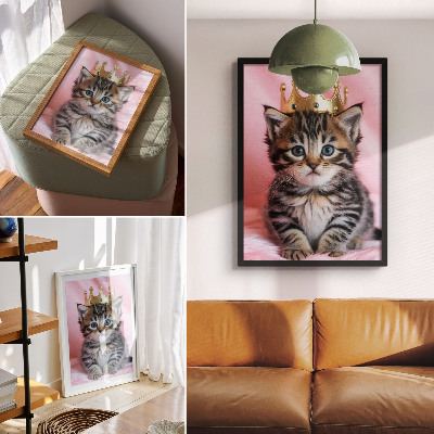 Poster Kitten crown pink blue eyes decoration