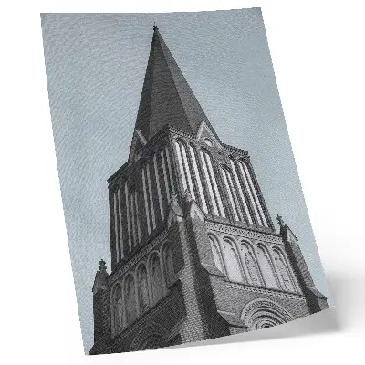 Art print featuring a soaring Gothic tower structure