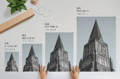 Art print featuring a soaring Gothic tower structure