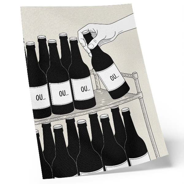 Premium wall art Black and white hand with a bottle minimalist illustration