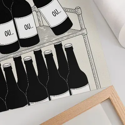 Minimalist hand with bottle wall art black and white illustration