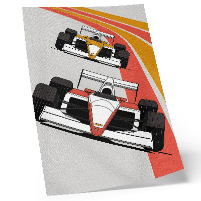 Poster racing cars on a dynamic modern track