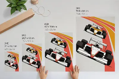 Poster racing cars on a dynamic modern track