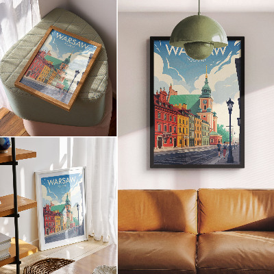 Poster Colorful tenement houses blue sky architecture