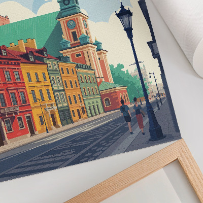 Poster Colorful tenement houses blue sky architecture