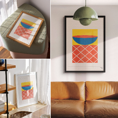 Premium wall art Yellow blue red geometric composition