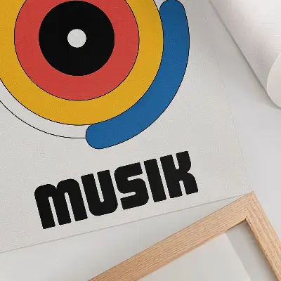 Decorative poster Bauhaus style circles in bold modern colors