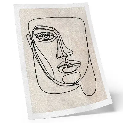 Premium wall art minimalist face design in beige and black