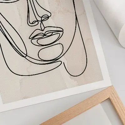 Premium wall art minimalist face design in beige and black