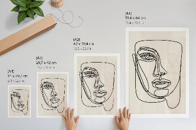 Premium wall art Minimalism elegance face beige black