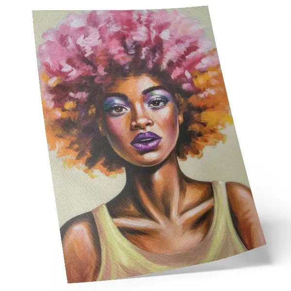Art print featuring a vivid and expressive figure with a strong facial expression