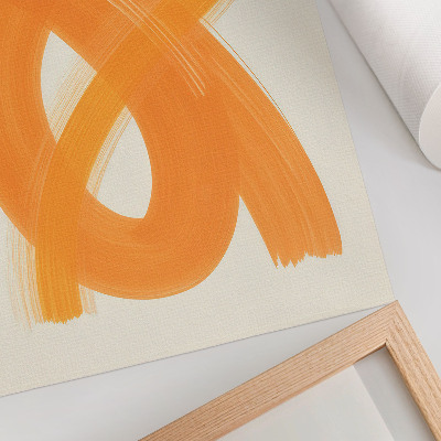 Premium wall art Abstract orange vivid brush strokes