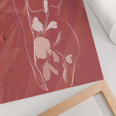 Decorative poster Feminine silhouette and flowers, delicacy, minimalism