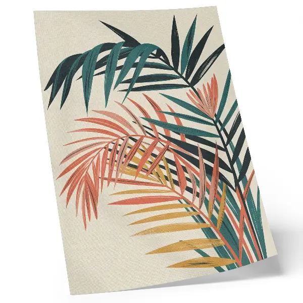 Colorful tropical leaves wall art premium illustration print