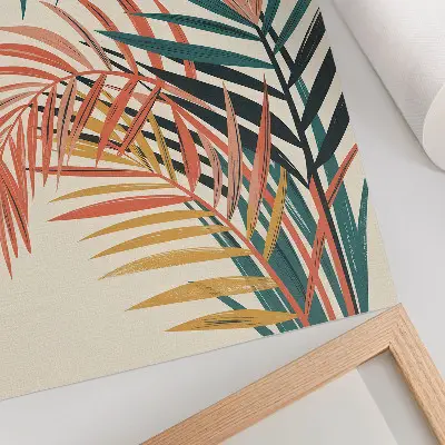 Colorful tropical leaves wall art premium illustration print