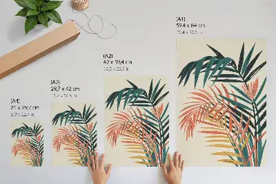 Colorful tropical leaves wall art premium illustration print