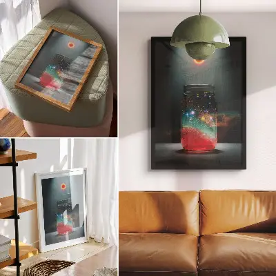 Space Jar decorative poster with colorful space lights