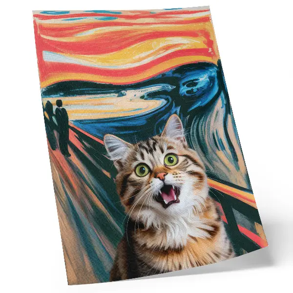 Cat poster with an abstract vivid background