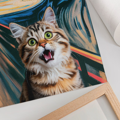 Poster A cat against a background of vivid, abstract painting.