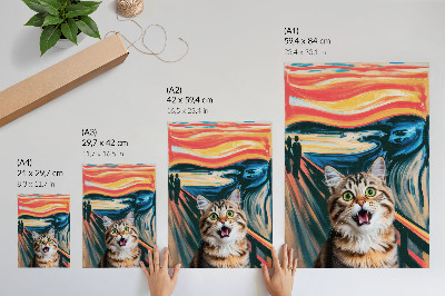 Poster A cat against a background of vivid, abstract painting.