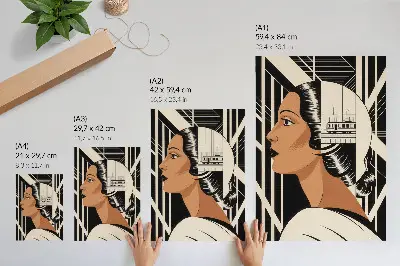 Geometric woman's profile wall art modernist line style print